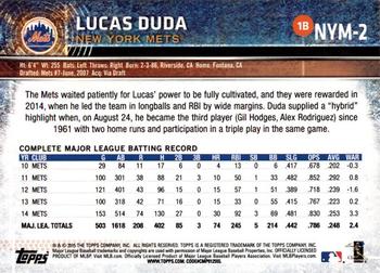 2015 Topps New York Mets #NYM-2 Lucas Duda Back
