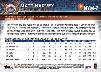 2015 Topps New York Mets #NYM-7 Matt Harvey Back