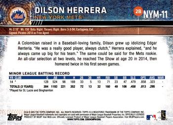 2015 Topps New York Mets #NYM-11 Dilson Herrera Back