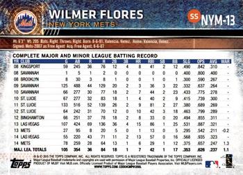 2015 Topps New York Mets #NYM-13 Wilmer Flores Back