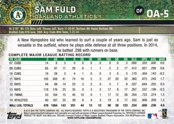 2015 Topps Oakland Athletics #OA5 Sam Fuld Back