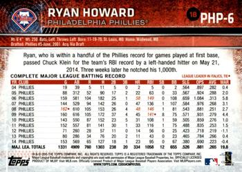2015 Topps Philadelphia Phillies #PHP6 Ryan Howard Back
