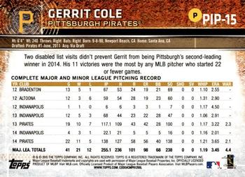 2015 Topps Pittsburgh Pirates #PIP-15 Gerrit Cole Back
