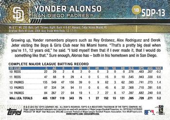 2015 Topps San Diego Padres #SDP-13 Yonder Alonso Back