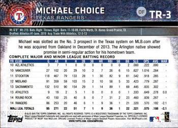 2015 Topps Texas Rangers #TR3 Michael Choice Back