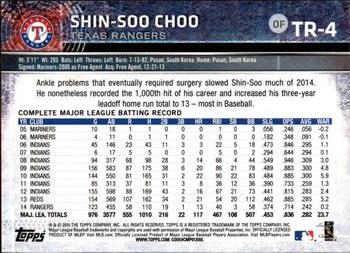 2015 Topps Texas Rangers #TR4 Shin-Soo Choo Back