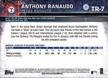 2015 Topps Texas Rangers #TR7 Anthony Ranaudo Back