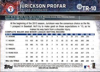 2015 Topps Texas Rangers #TR10 Jurickson Profar Back