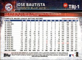 2015 Topps Toronto Blue Jays #TBJ1 Jose Bautista Back