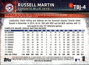 2015 Topps Toronto Blue Jays #TBJ4 Russell Martin Back