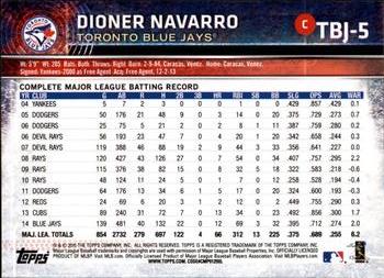 2015 Topps Toronto Blue Jays #TBJ5 Dioner Navarro Back