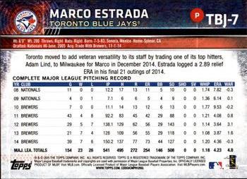 2015 Topps Toronto Blue Jays #TBJ7 Marco Estrada Back