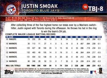 2015 Topps Toronto Blue Jays #TBJ8 Justin Smoak Back