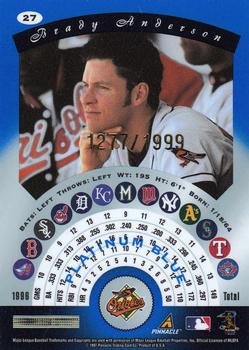 1997 Pinnacle Totally Certified - Platinum Blue #27 Brady Anderson Back