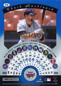 1997 Pinnacle Totally Certified - Platinum Blue #73 Chuck Knoblauch Back