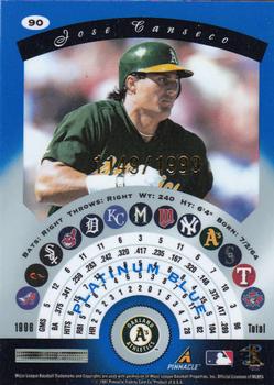 1997 Pinnacle Totally Certified - Platinum Blue #90 Jose Canseco Back