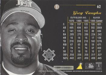 1996 Pinnacle Aficionado - Artist's Proofs #62 Greg Vaughn Back