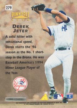 1996 Pinnacle - Foil #279 Derek Jeter Back