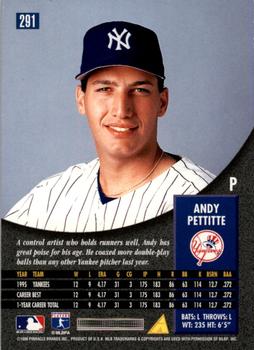 1996 Pinnacle - Foil #291 Andy Pettitte Back