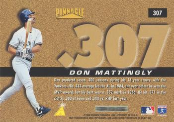 1996 Pinnacle - Foil #307 Don Mattingly Back
