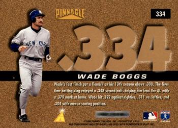 1996 Pinnacle - Foil #334 Wade Boggs Back
