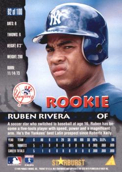 1996 Pinnacle - Starburst Artist's Proofs #92 Ruben Rivera Back