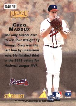 1996 Pinnacle - Starburst Artist's Proofs #154 Greg Maddux Back