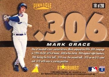 1996 Pinnacle - Starburst Artist's Proofs #191 Mark Grace Back