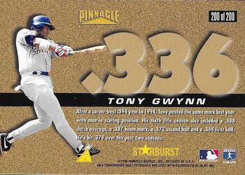 1996 Pinnacle - Starburst Artist's Proofs #200 Tony Gwynn Back