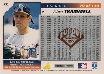 1996 Score - Dugout Collection (Series One) #72 Alan Trammell Back