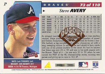 1996 Score - Dugout Collection (Series One) #73 Steve Avery Back