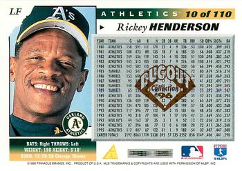 1996 Score - Dugout Collection Artist's Proofs (Series One) #10 Rickey Henderson Back