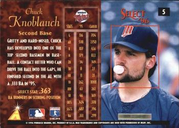 1996 Select - Artist's Proofs #5 Chuck Knoblauch Back