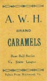 1910 A.W.H. Caramels Virginia League #NNO Perry Lipe Back