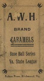 1910 A.W.H. Caramels Virginia League #NNO Bill Otey Back