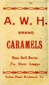 1910 A.W.H. Caramels Virginia League #NNO Robert Revelle Back
