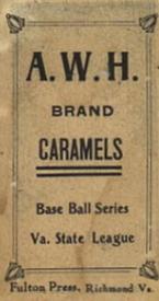 1910 A.W.H. Caramels Virginia League #NNO Arthur Smith Back