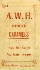 1910 A.W.H. Caramels Virginia League #NNO Guy Titman Back