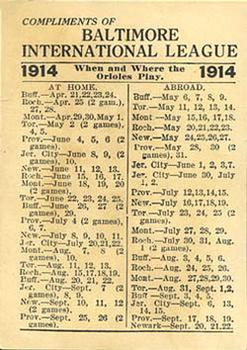1914 Baltimore News Baltimore Orioles/Terrapins #NNO Baltimore Orioles Team Card Back