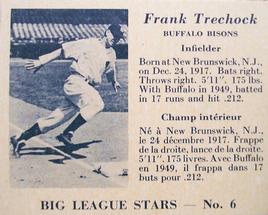 1950 Big League Stars (V362) #6 Frank Trechock Front