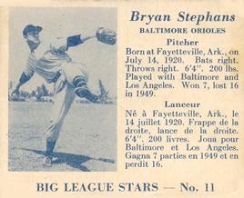 1950 Big League Stars (V362) #11 Bryan Stephens Front