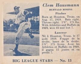 1950 Big League Stars (V362) #13 Clem Hausmann Front