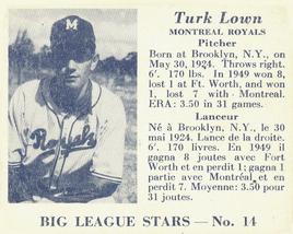 1950 Big League Stars (V362) #14 Turk Lown Front