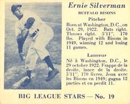 1950 Big League Stars (V362) #19 Ernie Silverman Front