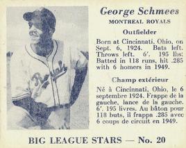 1950 Big League Stars (V362) #20 George Schmees Front
