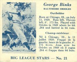 1950 Big League Stars (V362) #21 George Binks Front