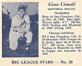 1950 Big League Stars (V362) #22 Gino Cimoli Front