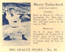 1950 Big League Stars (V362) #23 Marty Tabacheck Front