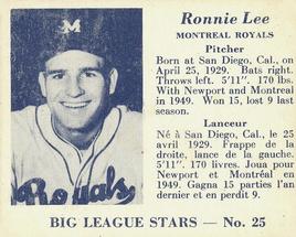 1950 Big League Stars (V362) #25 Ronnie Lee Front