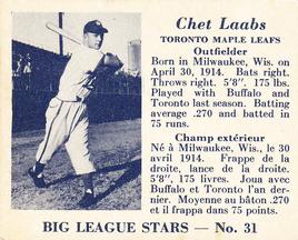 1950 Big League Stars (V362) #31 Chet Laabs Front